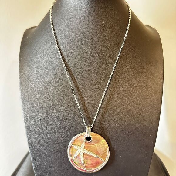 Abalone Shell, Mother of Pearl Cabochon 925 pendant on 18" 18KT, GP necklace! - Picture 11 of 12